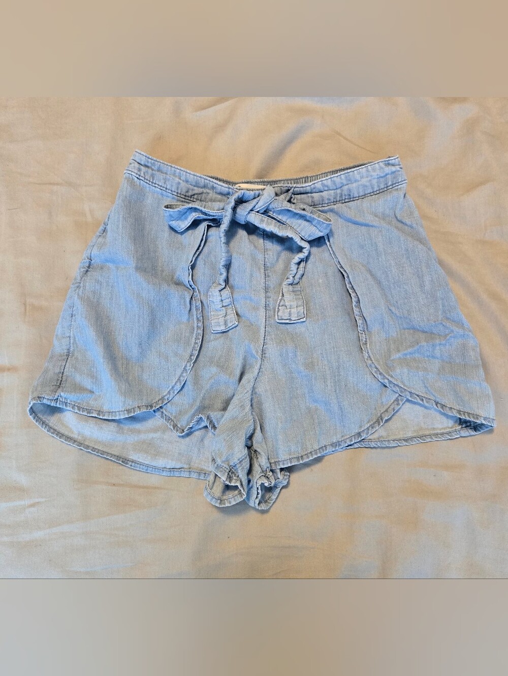 Hollister Light Blue Ultra High-Rise Culotte/Flare Denim Beachy Shorts